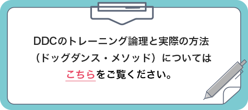 DDCのトレーニング論理と実際の方法(ドッグダンス・メソッド)についてはこちらをご覧ください。